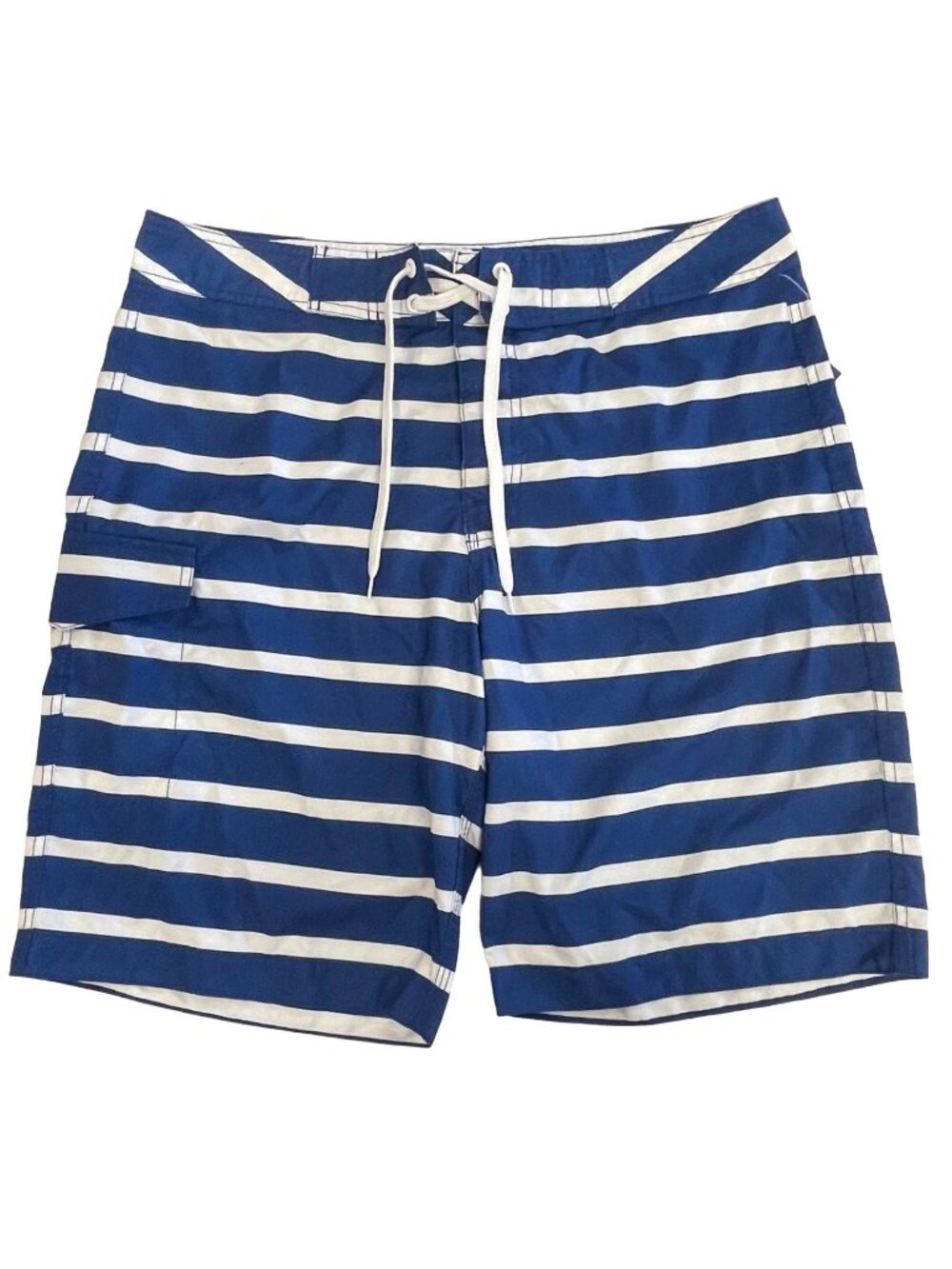 Old Navy Mens L Blue White Striped Swim Trunks Board Shorts Pocket Drawstring